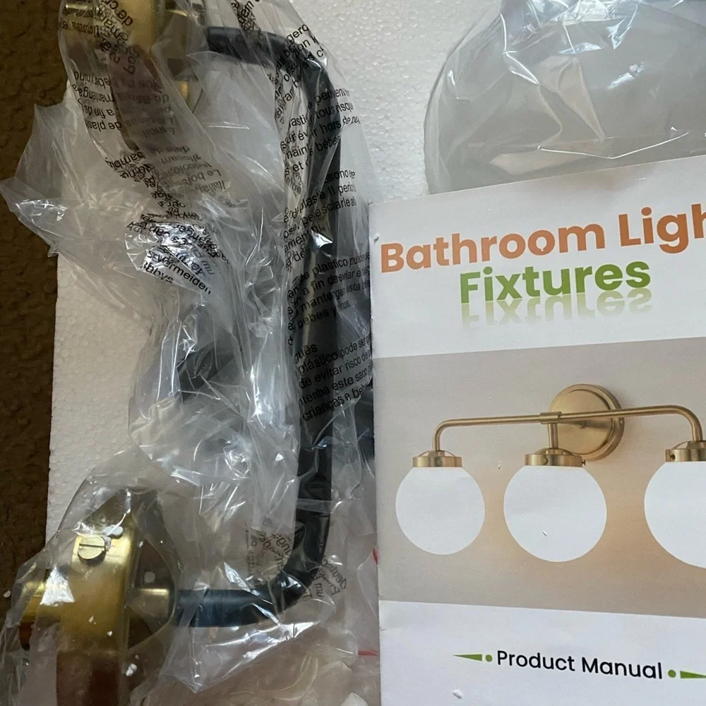 Deyidn Light Fixture Modern Gold Black White Globe 2 Shades Wall Sconce 14.17 L